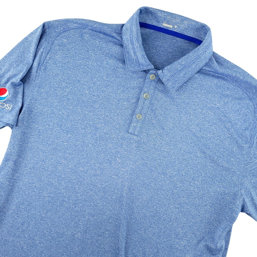 Nike Dri-FIT Polo Shirt Mens XL Blue Solid Pepsi Logo Golf Performance Top